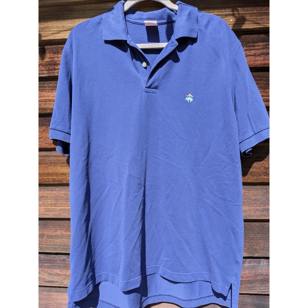 Brooks Brothers 1818 Performance Polo Mens Large Slim Fit Teal Blue Cotton Shirt